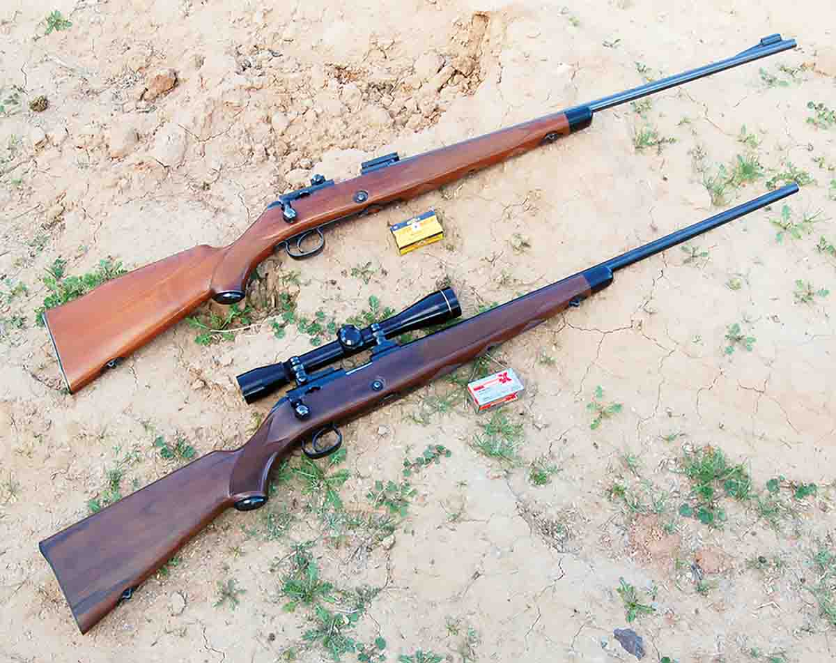 The original 52C Sporter (top) and the current Japanese copy sold by Winchester (bottom).